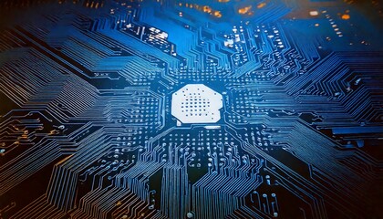 High-tech circuit board background, abstract digital technology presentations, electronic components, digital infrastructure, blue tech theme, modern electronics evolution expansion background