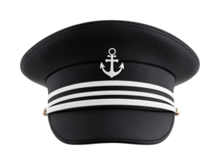 Nautical captain's hat with anchor emblem and striped band design, cut out
