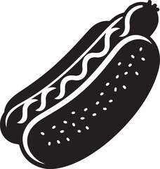 Hot dog silhouette vector art illustration. Hot dog vector icon.