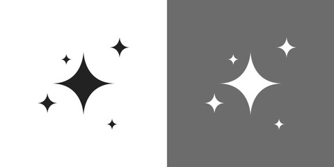 Vector set of different black sparkles icons. Collection of star sparkles symbol. Design on white background.