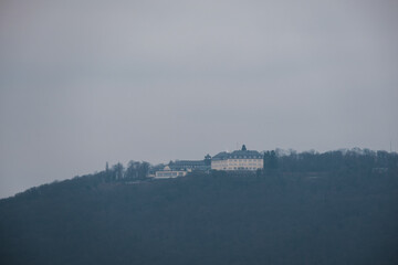 Bonn, Germany - View of the Petersberg in the Siebengebirge on the river Rhine
