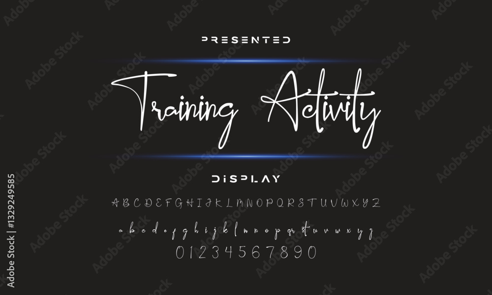 Fototapete Hand drawn calligraphic vector monoline font. Distress signature letters. Modern script calligraphy type. ABC typography latin signature alphabet.