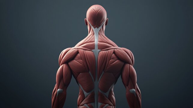 Human Muscular Anatomy: Posterior View of Upper Body