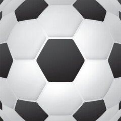 3D black and white hexagon soccer ball curve out pattern square background graphic illustration.