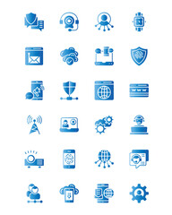 Modern Technology Icons Set for Digital Services