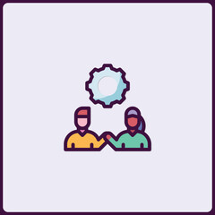 Teamwork collaboration icon with people and gear vector illustration