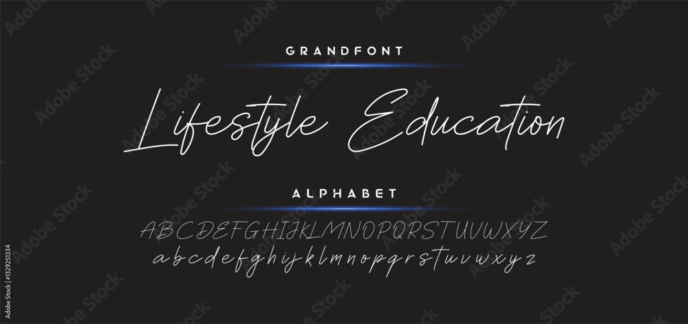 Fototapete hand drawn calligraphic vector monoline font. distress signature letters. modern script calligraphy 