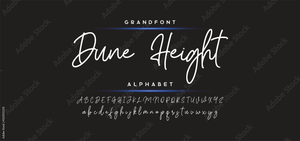 Fototapete Hand drawn calligraphic vector monoline font. Distress signature letters. Modern script calligraphy type. ABC typography latin signature alphabet.