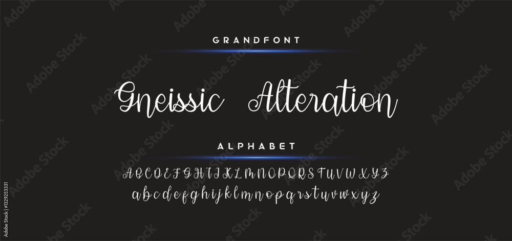Fototapete Hand drawn calligraphic vector monoline font. Distress signature letters. Modern script calligraphy type. ABC typography latin signature alphabet.