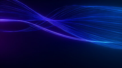 On a deep dark background, blue-purple light bands intertwine like flexible silk ribbons, showcasing a blend of sci-fi and dreamy flowing light and shadow.