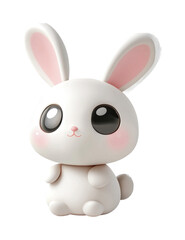 Obraz premium Cute cartoon bunny rabbit with big eyes and pink ears, cut out