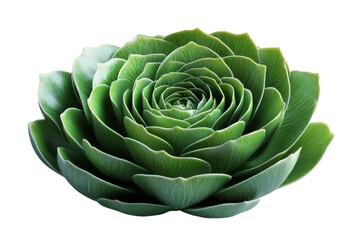 Fototapeta premium A Mesmerizing Succulent, A Perfect Rosette Of Jade-green Leaves Spiraling Inwards, Showcasing Natures Elegant Geometry Against A Stark White Backdrop Isolated on Transparent Background