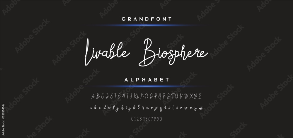 Fototapete hand drawn calligraphic vector monoline font. distress signature letters. modern script calligraphy 