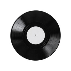 Obraz premium Classic vinyl record with blank label on black surface, cut out