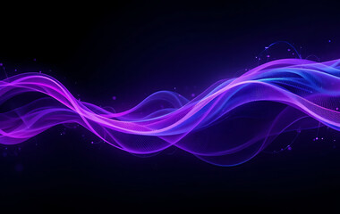 Fototapeta premium close up, Purple abstract wave background modern design with copy space. Blue purple abstract dynamic wave on black background grainy vibrant color flow banner design poster cover header. illustration
