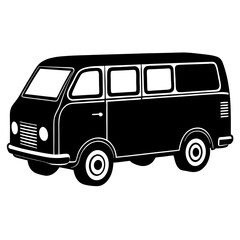 Van black silhouette vector, Simple silhouette Design vector icon with white background. Transport vector illustration 