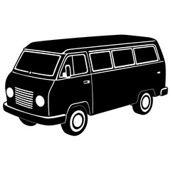 Van black silhouette vector, Simple silhouette Design vector icon with white background. Transport vector illustration 
