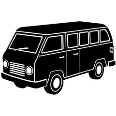 Van black silhouette vector, Simple silhouette Design vector icon with white background. Transport vector illustration 