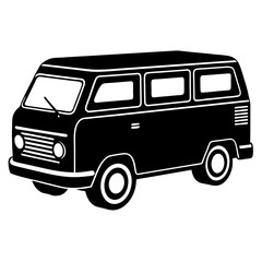 Van black silhouette vector, Simple silhouette Design vector icon with white background. Transport vector illustration 