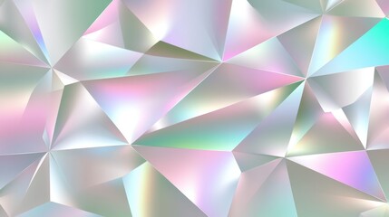 A holographic iridescent background reflecting shades of pink, green, and blue