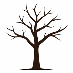Dry tree icon vector silhouette art on white background