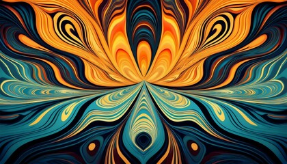 Psychedelic patterns that shift and change with perspective, fluidly transforming across space in vibrant, dynamic designs.
