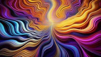 Obraz premium Psychedelic patterns that shift and change with perspective, fluidly transforming across space in vibrant, dynamic designs. 