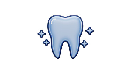 Isolated Sparkling Clean Tooth Illustration Surrounded by Stars, Highlighting Dental Care and Oral Hygiene