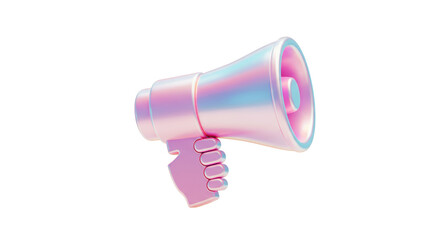 Isolated Holographic Megaphone in Hand, Promoting Voice