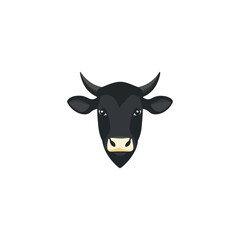 cow head ,minimalist Cow Head Silhouette: Iconic Black and White Illustration with Horns and Snout