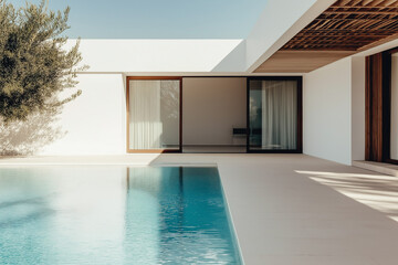 Luxury Modern Backyard with Minimalist Pool and Wooden Accents