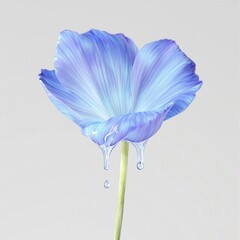 Obraz premium A blue flower with water droplets on it