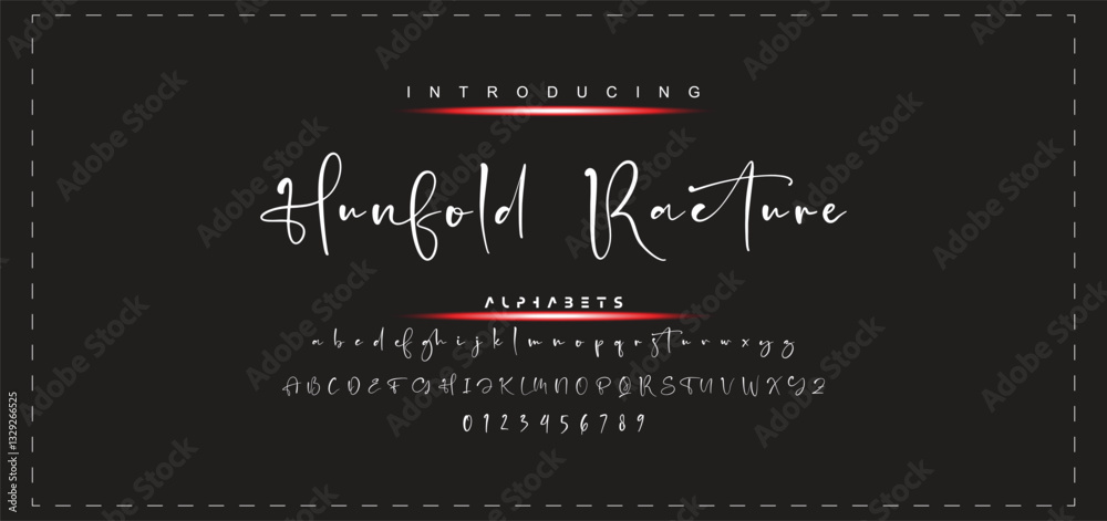 Fototapete Hand drawn calligraphic vector monoline font. Distress signature letters. Modern script calligraphy type. ABC typography latin signature alphabet.