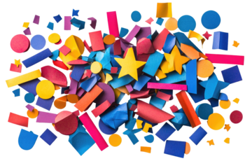 colorful confetti on white on transparent background