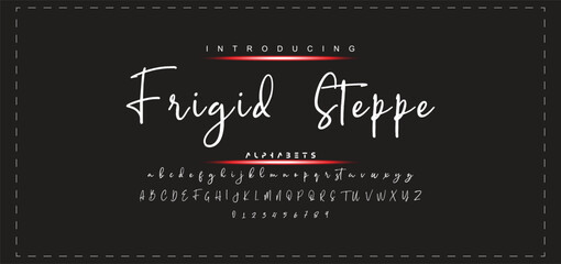 Hand drawn calligraphic vector monoline font. Distress signature letters. Modern script calligraphy type. ABC typography latin signature alphabet.