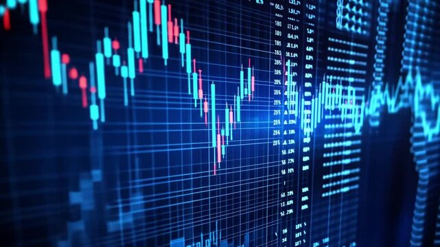 A detailed analysis of real-time data trending in global financial markets, showcasing intricate graphs and charts that highlight market movements and trading activities