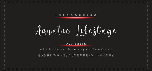 Hand drawn calligraphic vector monoline font. Distress signature letters. Modern script calligraphy type. ABC typography latin signature alphabet.