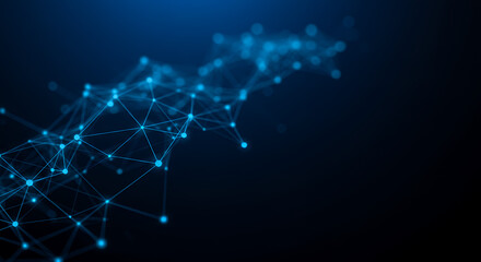 Obraz premium Blue Network: Abstract Connection, Data Visualization, Technology Background, Modern Design, Science, Innovation, Communication, Future