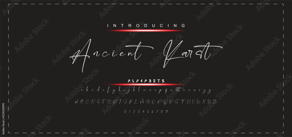 Fototapete hand drawn vector alphabet. modern monoline signature script font. elegant signature font. best alph