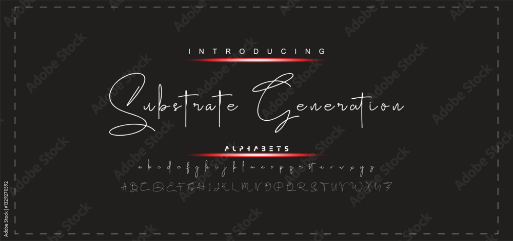Fototapete hand drawn vector alphabet. modern monoline signature script font. elegant signature font. best alph