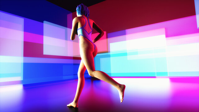 a sporty modern woman doing gymnastics. 3d rendering