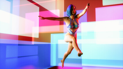 a sporty modern woman doing gymnastics. 3d rendering