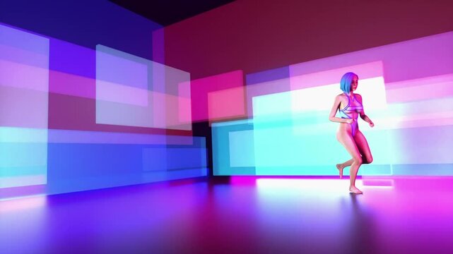 a sporty modern woman doing gymnastics. 3d rendering