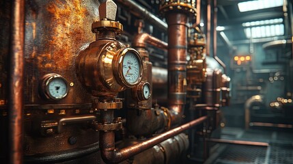 Plumbing service for a copper heating system pipeline in the boiler room