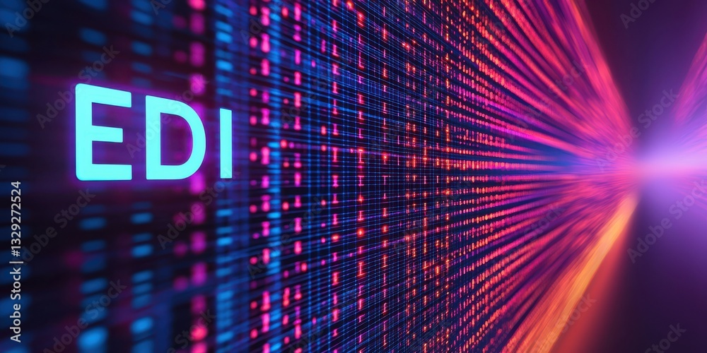 Poster electronic data interchange concepts. a vibrant, colorful digital display showcasing the term 