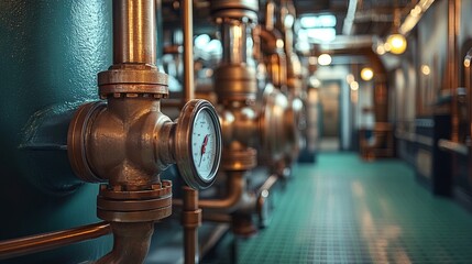 Plumbing service for a copper heating system pipeline in the boiler room