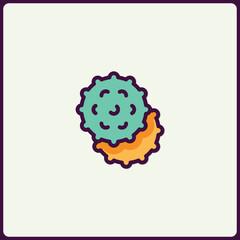 Two overlapping stylized spiky orbs create an abstract visual element