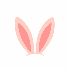 Bunny ears illustration with flat colors on white background, playful design