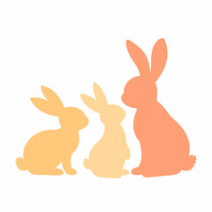 Fototapeta premium Bunny family standing together on white background, playful symbolism
