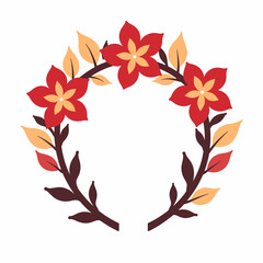 Obraz premium Colorful flower crown design on white background, beauty and nature